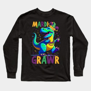 Mardi Gras 2024 Dinosaur Funny Mardi Gras Long Sleeve T-Shirt